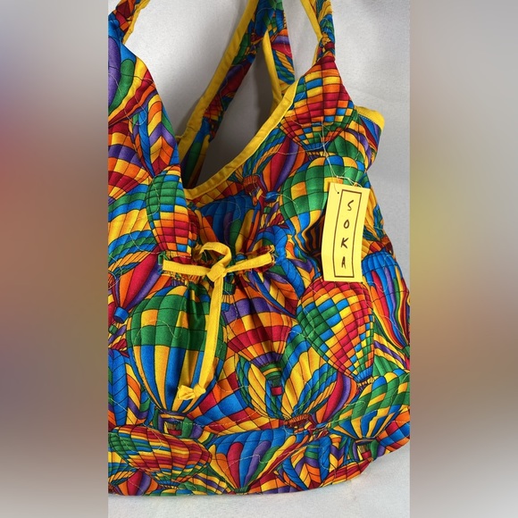 SOKA reusable rainbow hot air ballon fabric shopping bag festival vibrant fun - Picture 2 of 7